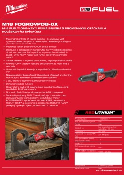 MILWAUKEE M18 FUEL™ ONE-KEY™ přímá bruska s proměnnými otáčkami a kolébkovým spínačem 4933480957 A4 PDF