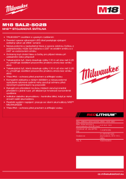MILWAUKEE M18™ stojanová svítilna 4933492903 A4 PDF