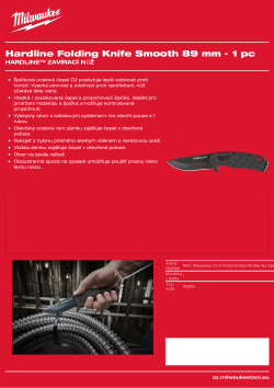 MILWAUKEE HARDLINE™ zavírací nůž 89 mm - hladký 4932492453 A4 PDF