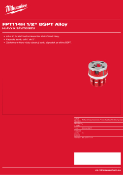 MILWAUKEE FPT114H BSPT slitinová hlava ½″ 4932480245 A4 PDF