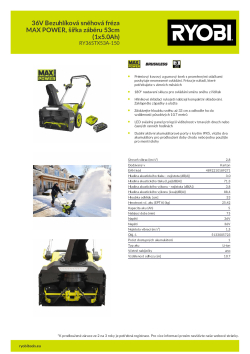 RYOBI RY36STX53A 36V Bezuhlíková sněhová fréza MAX POWER, šířka záběru 53cm (1x5.0Ah) 5133005723 A4 PDF