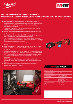 MILWAUKEE M18™ FORCE LOGIC™ Hydraulické krimpovací kleště na kabely 60 kN 4933479684 A4 PDF