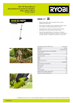 RYOBI RY18LTX38A 18V HP Bezuhlíková akumulátorová strunová sekačka, šířka záběru 38cm 5133005730 A4 PDF