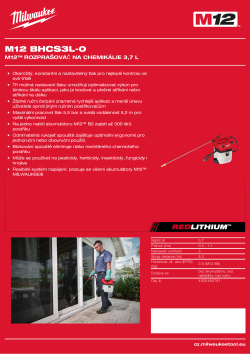 MILWAUKEE M12™ rozprašovač na chemikálie 3,7 l 4933480781 A4 PDF