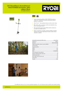 RYOBI RY36BCX30A 36V Bezuhlíkový akumulátorový MAX POWER křovinořez, šířka záběru 30cm 5133005476 A4 PDF