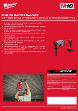 MILWAUKEE M18™ bezuhlíkové vrtací kladivo SDS-Plus 26 mm s rukojetí typu D 4933492480 A4 PDF