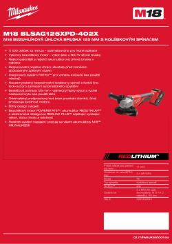 MILWAUKEE M18 bezuhlíková úhlová bruska 125 mm s kolébkovým spínačem 4933492646 A4 PDF