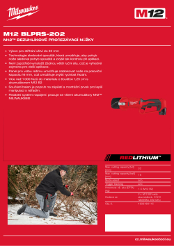 MILWAUKEE M12™ bezuhlíkové prořezávací nůžky 4933480115 A4 PDF