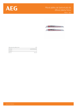 RYOBI Reciprocating Saw Blades For Wood/ Plastics/ Metal Na rychlé řezání dřeva a plastu, ponorné 6–100mm řezy 4932323800 A4 PDF