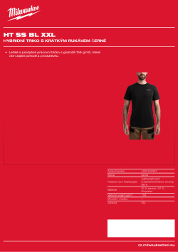 MILWAUKEE Hybridní triko s krátkým rukávem černé 4932492967 A4 PDF