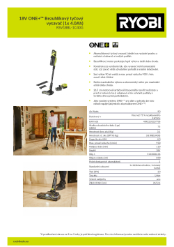RYOBI RSV18BL 18V ONE+™ Bezuhlíkový tyčový vysavač (1x 4.0Ah) 5133006136 A4 PDF