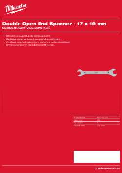 MILWAUKEE Oboustranný vidlicový klíč - 17x19 mm 4932492726 A4 PDF