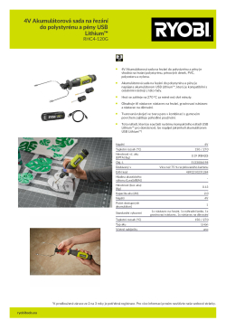RYOBI RHC4 4V Akumulátorová sada na řezání do polystyrénu a pěny USB Lithium™ 5133006198 A4 PDF