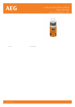 RYOBI Masonry / HSS-R (DIN 338) / Wood Drills Vrtáky do zdiva, dřeva a HSS-R vrtáky (DIN 338) 4932359415 A4 PDF