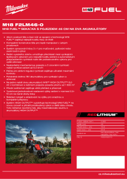 MILWAUKEE M18 FUEL™ sekačka s pojezdem 46 cm na dva akumulátory 4933492010 A4 PDF