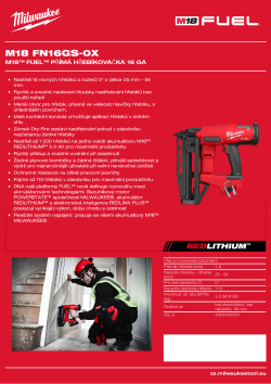 MILWAUKEE M18™ FUEL™ přímá hřebíkovačka 16 GA 4933493353 A4 PDF