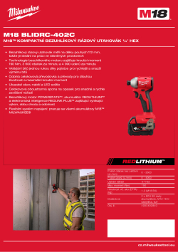 MILWAUKEE M18™ kompaktní bezuhlíkový rázový utahovák ¼″ Hex 4933492840 A4 PDF