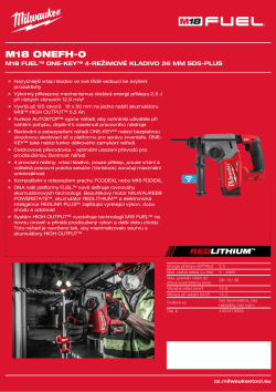 MILWAUKEE M18 FUEL™ ONE-KEY™ 4-režimové kladivo 26 mm SDS-PLUS 4933478895 A4 PDF