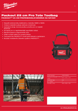 MILWAUKEE PACKOUT™ 25 cm profesionální brašna na nářadí 4932493622 A4 PDF