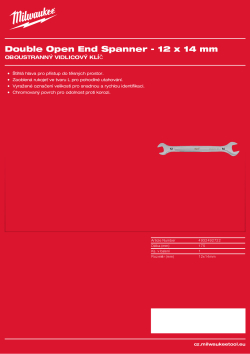 MILWAUKEE Oboustranný vidlicový klíč - 12x14 mm 4932492722 A4 PDF