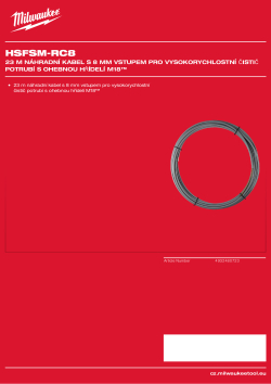 MILWAUKEE 23 m náhradní kabel s 8 mm vstupem pro vysokorychlostní čistič potrubí s ohebnou hřídelí M18™ 4932480723 A4 PDF