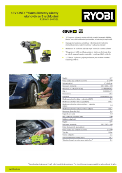 RYOBI R18IW3 18V ONE+™akumulátorový rázový utahovák se 3 rychlostmi 5133006275 A4 PDF