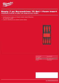 MILWAUKEE Prázdná pěnová vložka pro sadu šroubováků TX 7 ks 4932493669 A4 PDF
