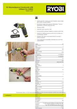 RYOBI RSD4 4V Akumulátorový šroubovák USB Lithium (1x 2,0Ah) 5133006210 A4 PDF