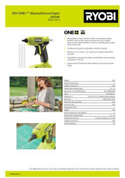 RYOBI RGLU18 18V ONE+™ Akumulátorová lepicí pistole 5133005717 A4 PDF