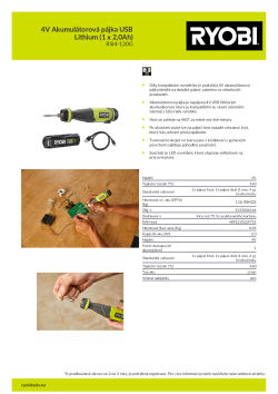 RYOBI RSI4 4V Akumulátorová pájka USB Lithium (1 x 2,0Ah) 5133006146 A4 PDF