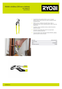 RYOBI RHGJP Kleště s drážkou 250 mm a čelistmi ve tvaru V 5132006056 A4 PDF