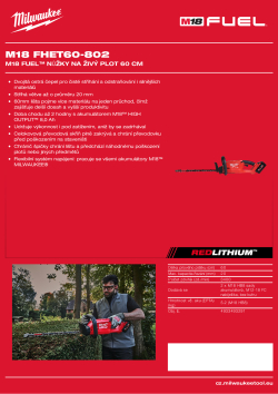 MILWAUKEE M18 FUEL™ nůžky na živý plot 60 cm 4933493291 A4 PDF