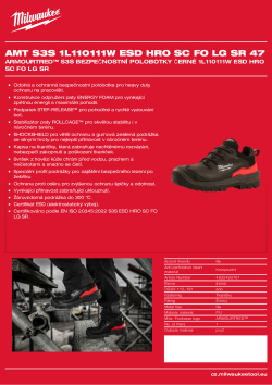 MILWAUKEE Armourtred™ S3S bezpečnostní polobotky černé 1L110111W ESD HRO SC FO LG SR 4932493761 A4 PDF