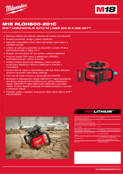 MILWAUKEE M18™ horizontální rotační laser 600 m s ONE-KEY™ 4933493191 A4 PDF