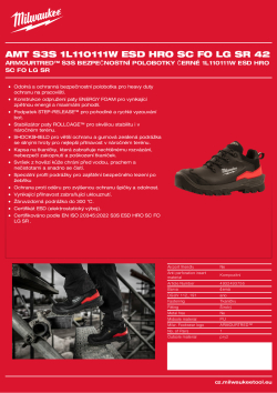 MILWAUKEE Armourtred™ S3S bezpečnostní polobotky černé 1L110111W ESD HRO SC FO LG SR 4932493756 A4 PDF