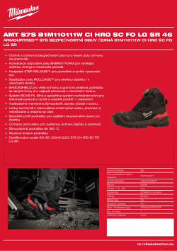 MILWAUKEE Armourtred™ S7S bezpečnostní obuv černá B1M110111W CI HRO SC FO LG SR 4932493800 A4 PDF