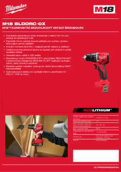 MILWAUKEE M18™ kompaktní bezuhlíkový vrtací šroubovák 4933492832 A4 PDF