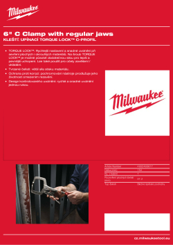 MILWAUKEE Upínací svorka TORQUE LOCK™ 6″ C profil pevné čelisti 152 mm 4932493617 A4 PDF