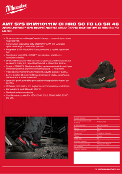 MILWAUKEE Armourtred™ S7S bezpečnostní obuv černá B1M110111W CI HRO SC FO LG SR 4932493800 A4 PDF