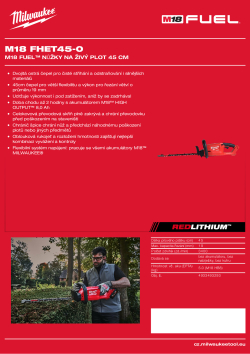 MILWAUKEE M18 FUEL™ nůžky na živý plot 45 cm 4933493293 A4 PDF