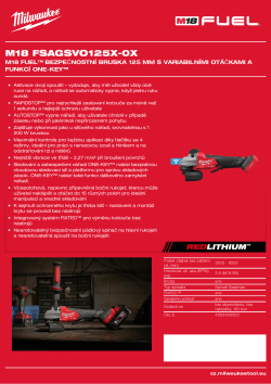 MILWAUKEE M18 FUEL™ bezpečnostní bruska 125 mm s variabilními otáčkami a funkcí ONE-KEY™ 4933493552 A4 PDF