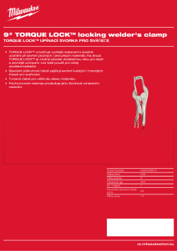 MILWAUKEE Upínací svorka pro svářeče TORQUE LOCK™ 9″ - 229 mm 4932493616 A4 PDF