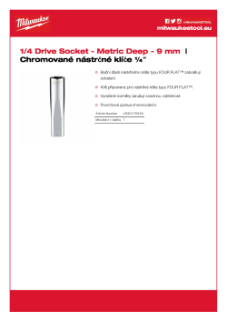MILWAUKEE Nástrčný klíč ¼″ - 9 mm prodloužený 4932478329 A4 PDF