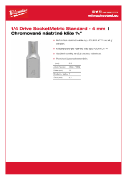 MILWAUKEE Nástrčný klíč ¼″ - 4 mm 4932479992 A4 PDF