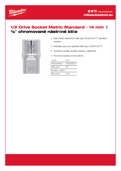 MILWAUKEE Nástrčný klíč ½″ - 14 mm 4932480012 A4 PDF