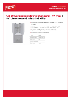 MILWAUKEE Nástrčný klíč ½″ - 17 mm 4932480015 A4 PDF