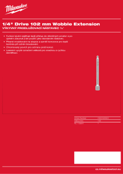 MILWAUKEE Výkyvný prodlužovací nástavec ¼″ 102 mm 4932480920 A4 PDF