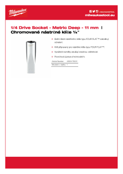 MILWAUKEE Nástrčný klíč ¼″ - 11 mm prodloužený 4932478331 A4 PDF