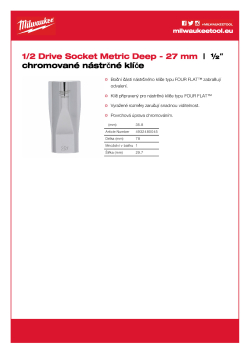 MILWAUKEE Prodloužený nástrčný klíč ½″ - 27 mm 4932480045 A4 PDF
