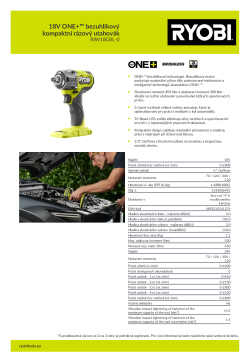 RYOBI RIW18CBL 18V ONE+™ bezuhlíkový kompaktní rázový utahovák 5133006492 A4 PDF